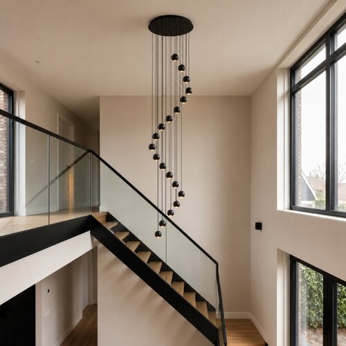 Design Videlamp Grace Ø50 cm 20-Lichts getrapt zwart verstelbaar