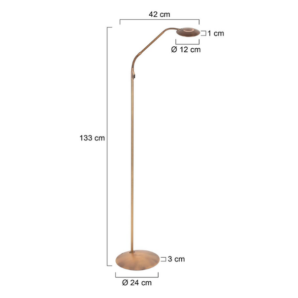 Steinhauer Moderne vloerlamp Zenith 2 brons met afstandsbediening