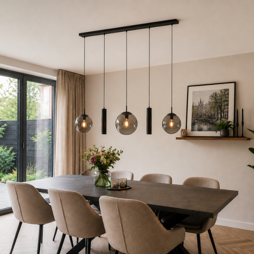 Moderne hanglamp Bollique 5-lichts smoke kokers