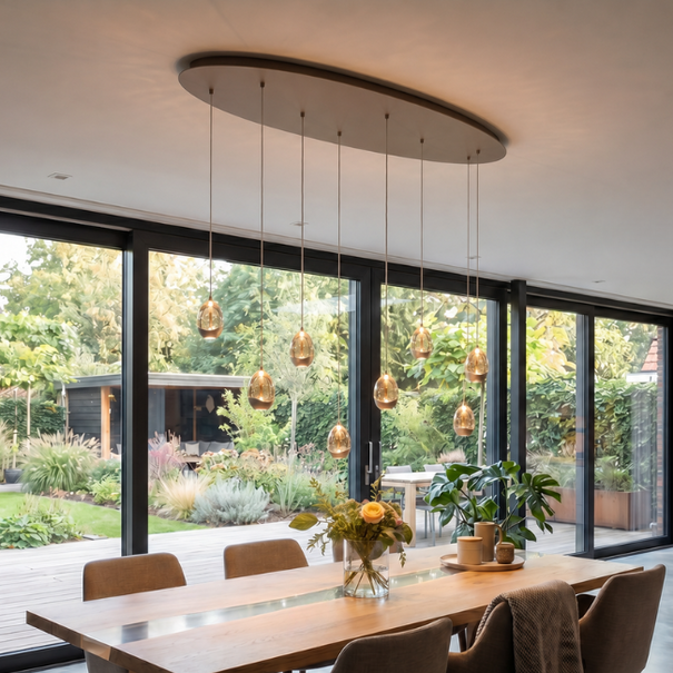 Highlight Modern design hanglamp Champagne Egg 8-lichts ovaal