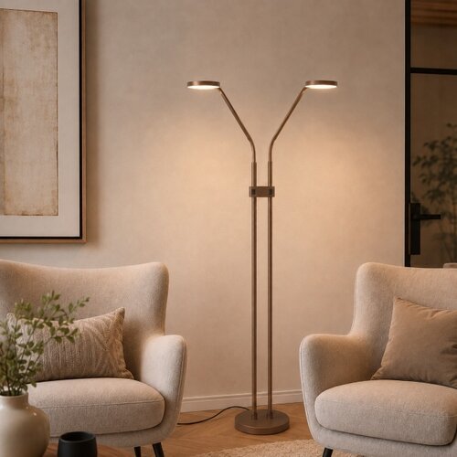 Moderne vloerlamp Málaga 2-lichts choco