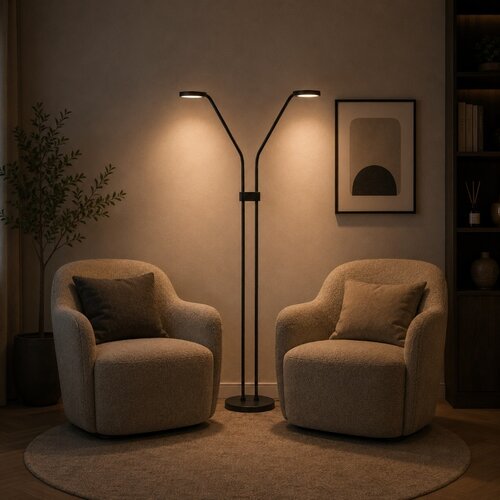 Moderne vloerlamp Málaga 2-lichts zwart
