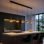 Moderne hanglamp Enzo 5-lichts op balk brons