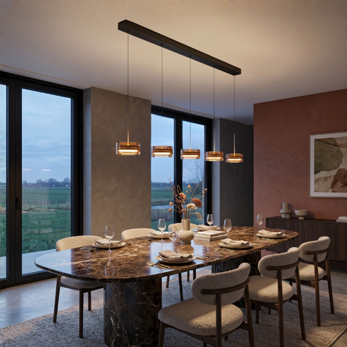 Modern hotel chique hanglamp Mini Enzo 5-lichts brons