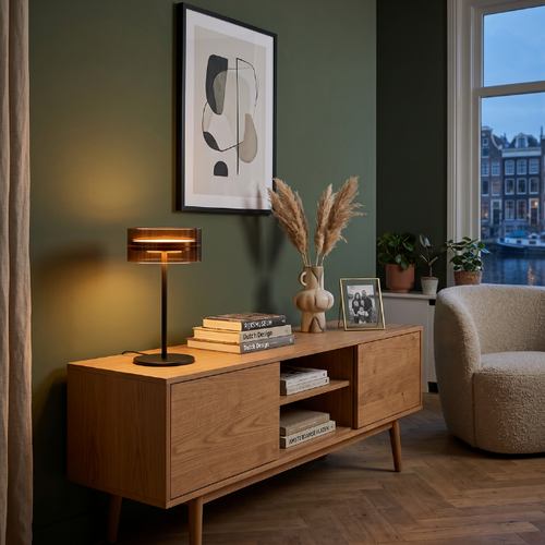 Moderne hotel chique tafellamp Enzo 1-lichts brons