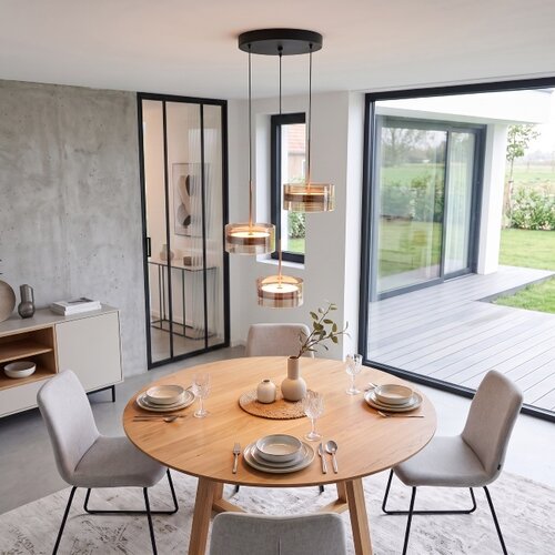 Modern minimalistische hanglamp Enzo 3-lichts getrapt brons