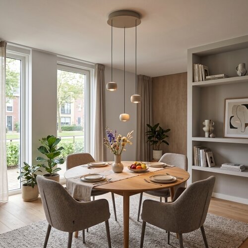 Moderne hanglamp Cosmo 3-lichts getrapt crème