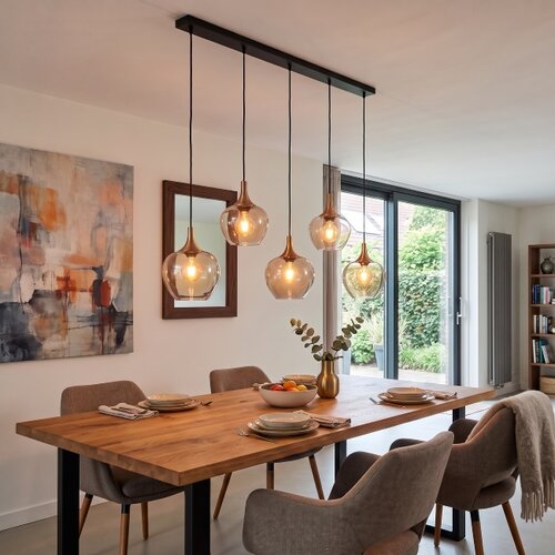 Moderne Hanglamp Fresu 5-lichts Balk Brons