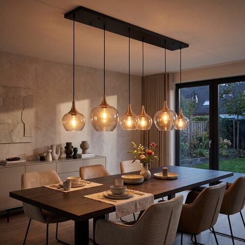 Hotel Chique hanglamp Fresu 6-lichts Brons