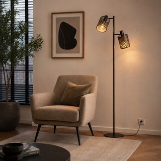Vloerlamp Laser 2-lichts zwart goud