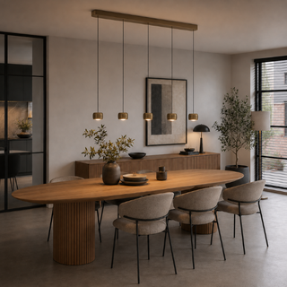 Hanglamp Cosmo 5-lichts op balk brons