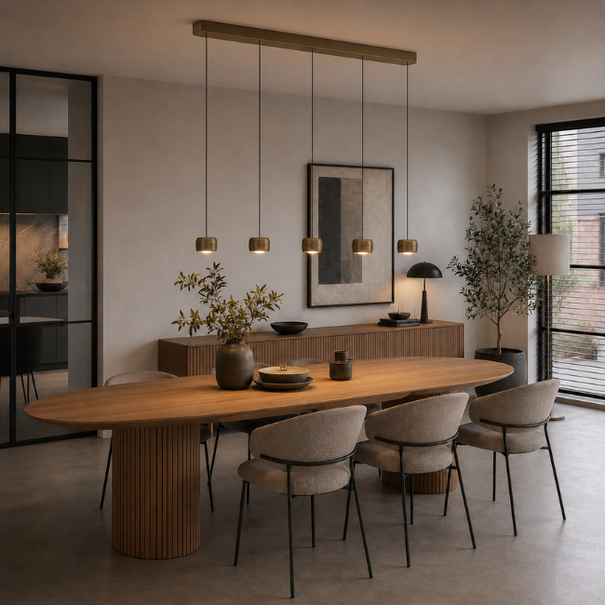 Freelight Modern industriële hanglamp Cosmo 5-lichts op balk brons