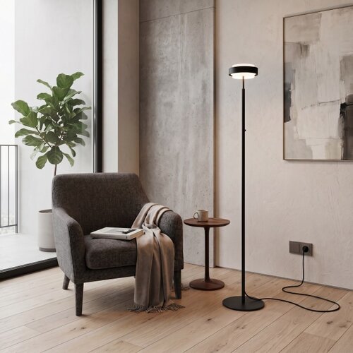 Modern minimalistische vloerlamp Puleggia 1-lichts zwart
