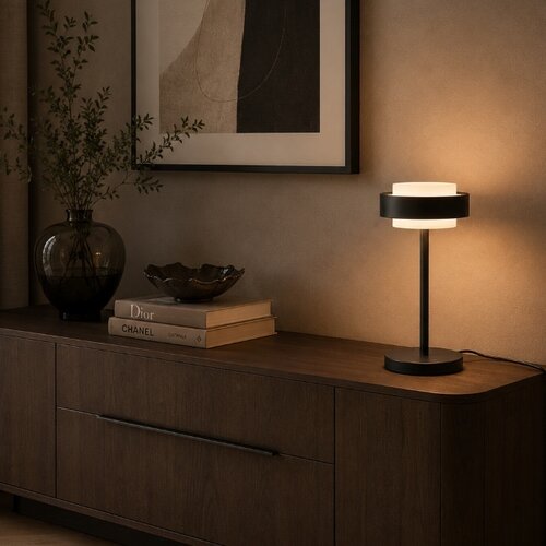 Modern minimalistische tafellamp Puleggia 1-lichts zwart