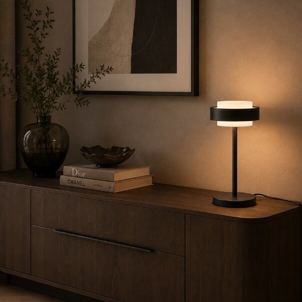 Freelight Modern minimalistische tafellamp Puleggia 1-lichts zwart