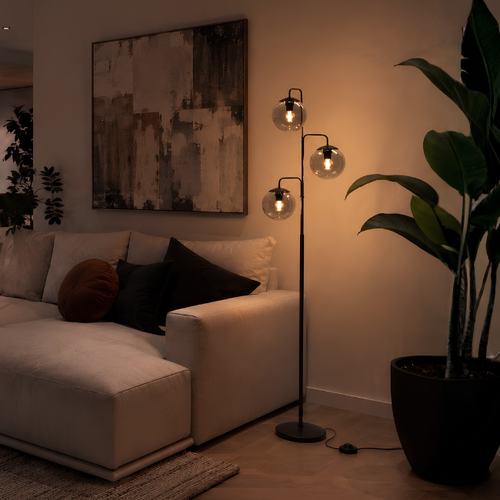 Moderne vloerlamp Bollique 3-lichts smoke