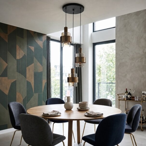 Highlight Modern Industrieel hanglamp Marrone 3-lichts getrapt brons
