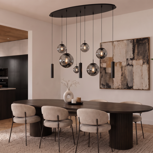 Moderne hanglamp Bollique 9-lichts ovaal smoke