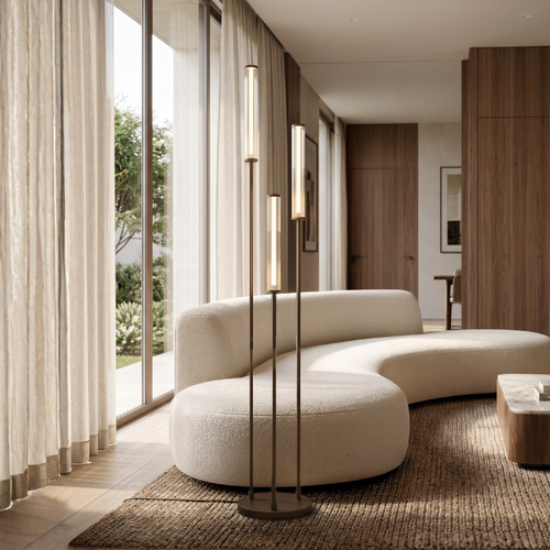 Modern hotel chique vloerlamp Clares 3-lichts brons