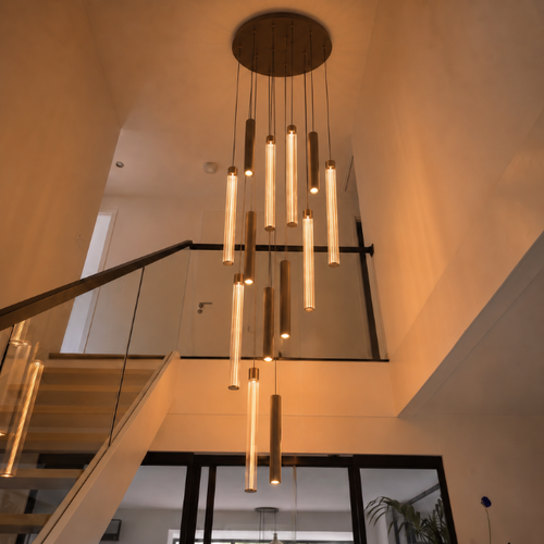 Modern hotel chique hanglamp Clares 13-lichts brons