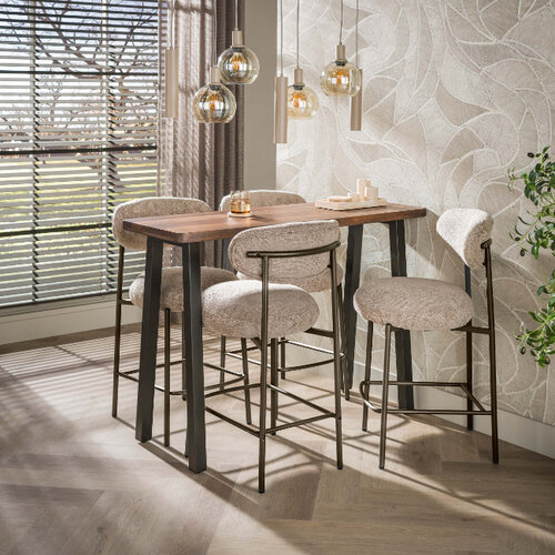 Modern industriële bartafel Kian 130 cm bruin acaciahout