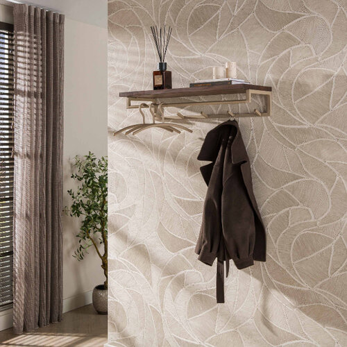 Modern landelijke beige kapstok Dune 5 haken met hoedenplank