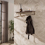 Modern landelijke beige kapstok Dune 5 haken met hoedenplank
