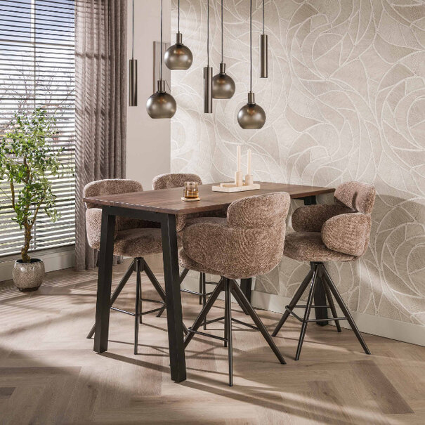 BelaLuz Retro hotel chique barstoel Ridge Hoven champagne met brons onderstel