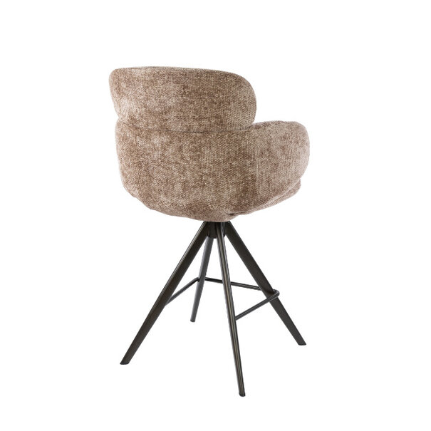 BelaLuz Retro hotel chique barstoel Ridge Hoven champagne met brons onderstel