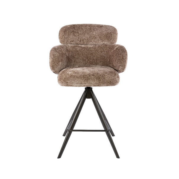 BelaLuz Retro hotel chique barstoel Ridge Hoven champagne met brons onderstel