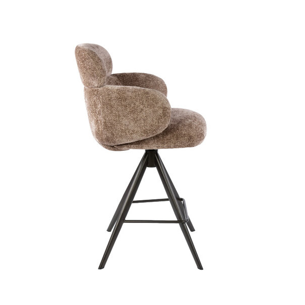 BelaLuz Retro hotel chique barstoel Ridge Hoven champagne met brons onderstel