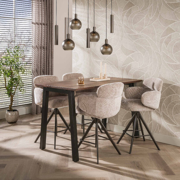 BelaLuz Retro hotel chique barstoel Ridge Hoven zand met brons onderstel
