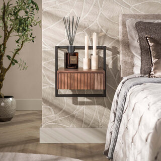 Nachtkastje Carve S zwevend 1 lade massief acacia bruin