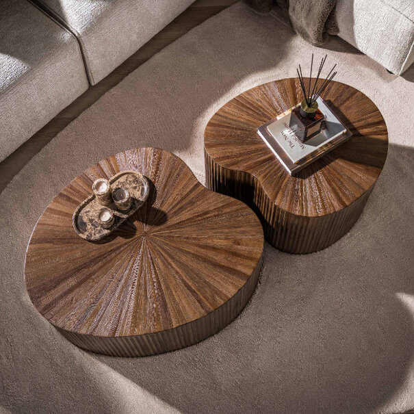 BelaLuz Moderne salontafel Maya set van 2 shamrock niervormig espresso