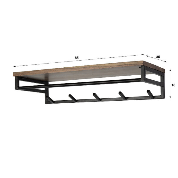BelaLuz Moderne kapstok Dune 5 haken acaciahout bruin