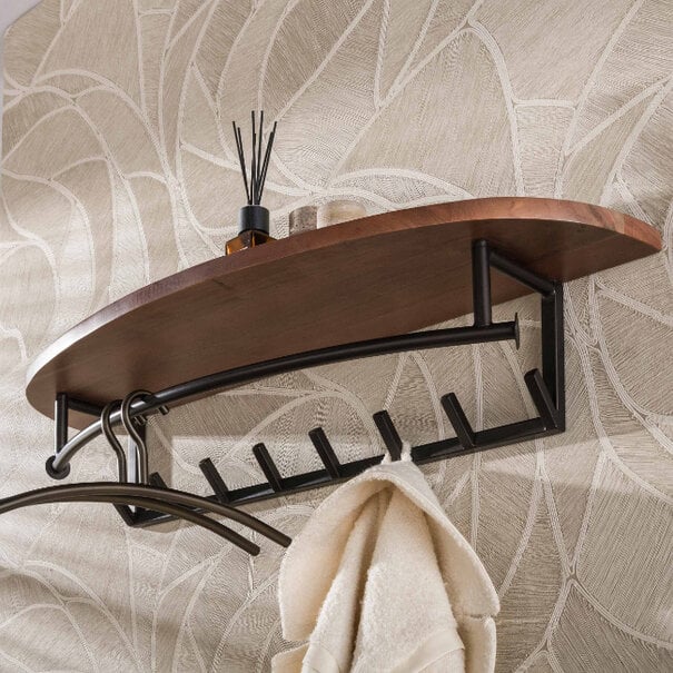 BelaLuz Moderne kapstok Curve 8 haken ovaal hoedenplank bruin