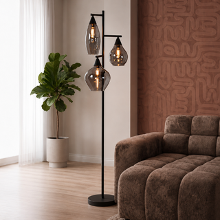 Vloerlamp Cambio 3-lichts smoke + dimmer