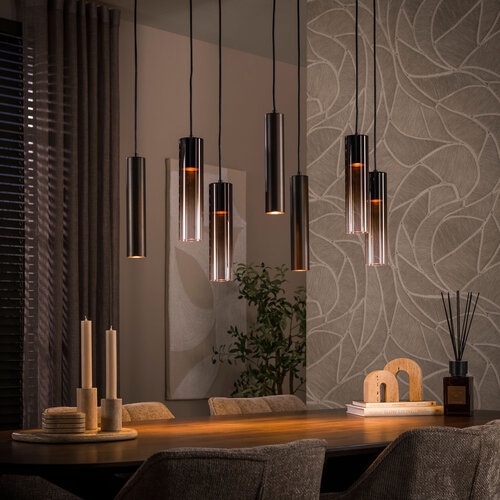 Hanglamp Luce 7-lichts bruin met bruin glas