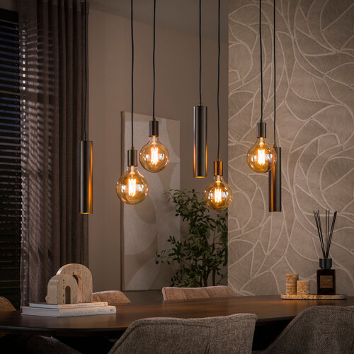 Hanglamp Brisa 7-lichts bruin met kokers