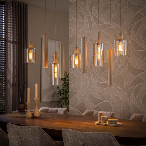 Hanglamp Calore 9-lichts beige amber glas