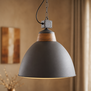 Landelijke hanglamp Rome Betonlook Hout