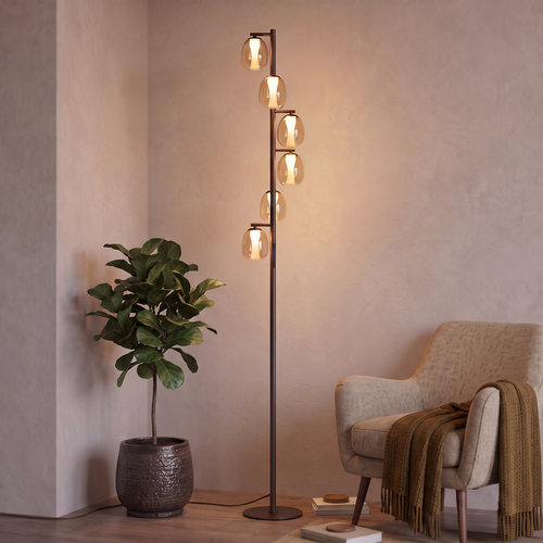 Moderne hotel chique vloerlamp Ferro 6-lichts brons