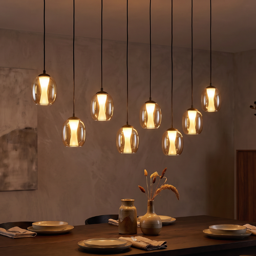 Moderne hotel chique hanglamp Ferro 10-lichts op balk brons