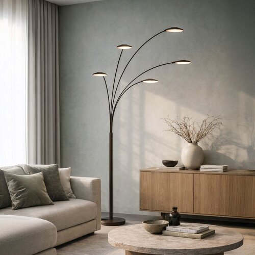 Moderne design vloerlamp Synna 5-lichts LED cacao