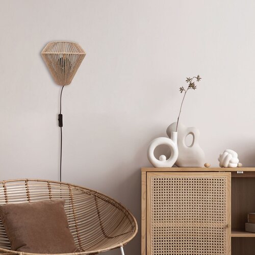 Scandinavische wandlamp Ropex 1-lichts touw crème