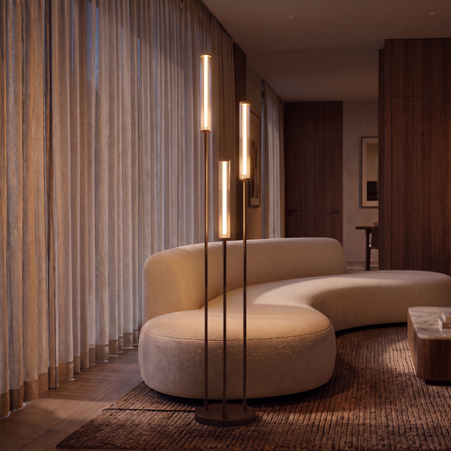 Modern hotel chique vloerlamp Clares 3-lichts brons