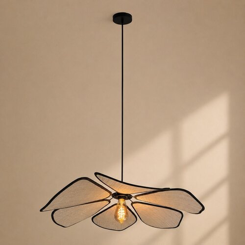 Japandi hanglamp LumaFlora 1-lichts linnen crème