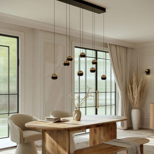 Moderne hanglamp Belluno 8-lichts op balk smoke glas