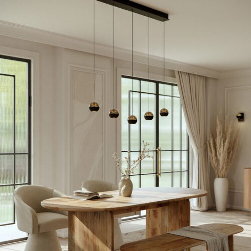 Moderne design hanglamp Belluno 5-lichts op balk smoke glas