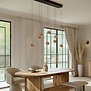Hotel chique hanglamp Belluno 8-lichts op balk goud amber glas